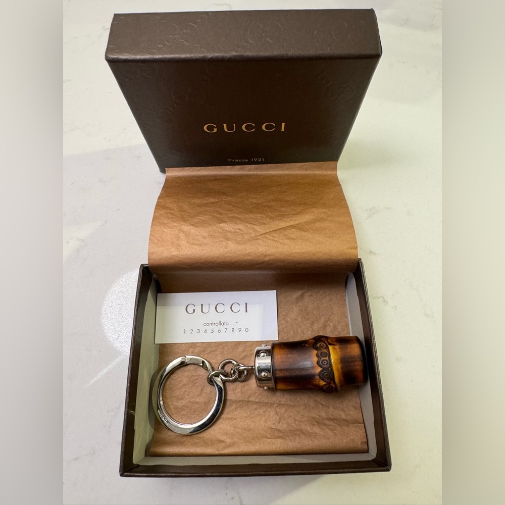 Gucci Brown and Silver Key Holder